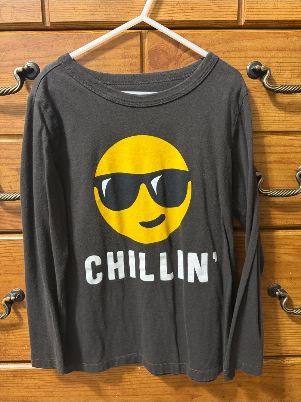 OshKosh B'gosh Black Long-Sleeve Tee with Yellow Sunglasses Emoji